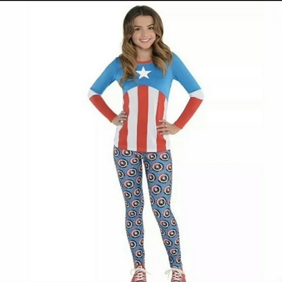 NWT Marvel Girl American Dream Captain America Long Sleeve Top Halloween Costume - Picture 2 of 4
